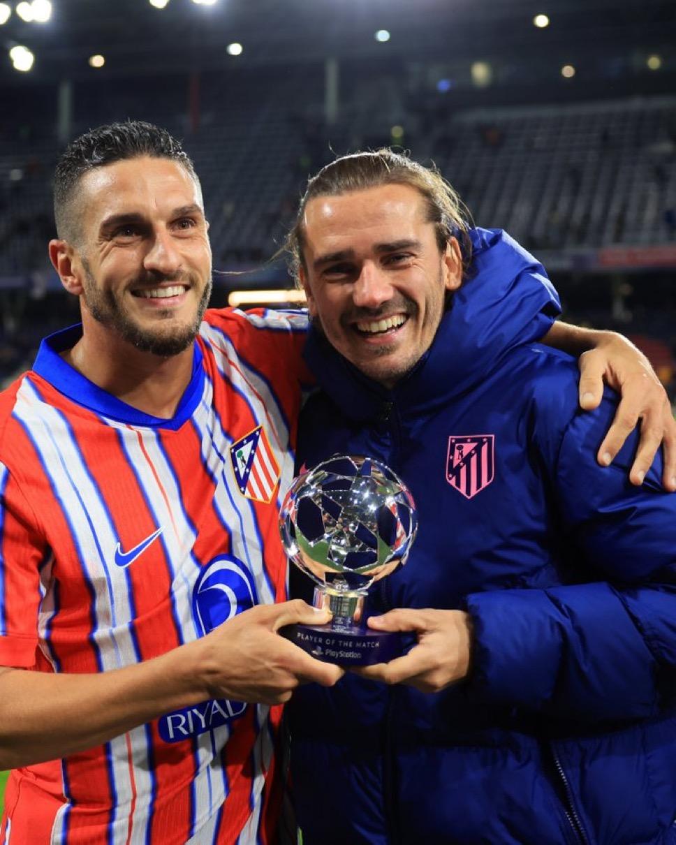 格列兹曼连入两球，马德里竞技大胜