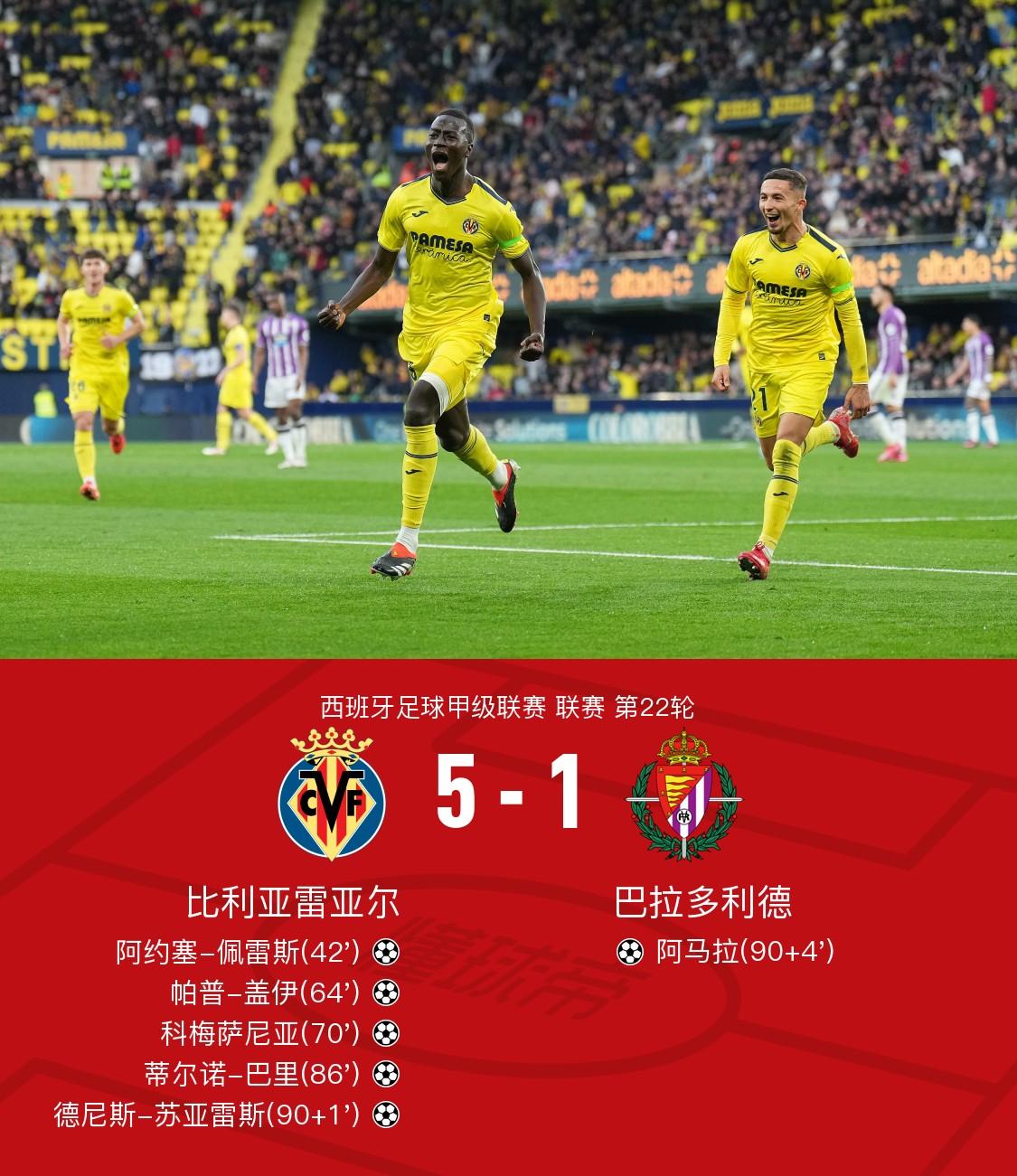 关于比利亚雷亚尔客场不敌巴伦西亚，遭遇五连败的信息